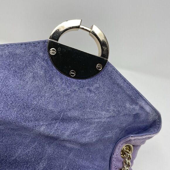 SANDRO Yza Bag Women Purple Quilted Shoulder Bag Distressed Canvas Chain Strap - Picture 16 of 16